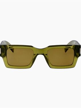 Saint Laurent Olive Green Transparent Frame Sunglasses